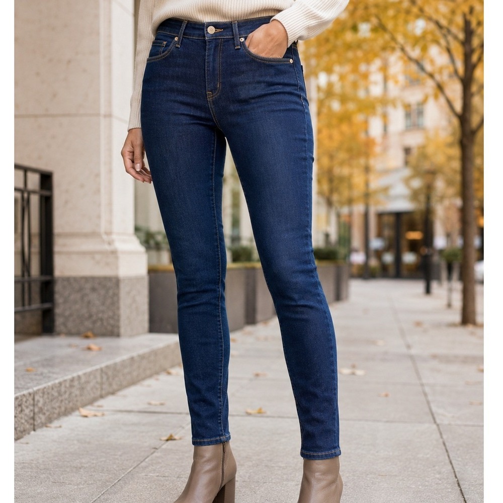 Revtown Decade Denim Skinny Jeans Women 28 Regular Dark Indigo Blue Stretch